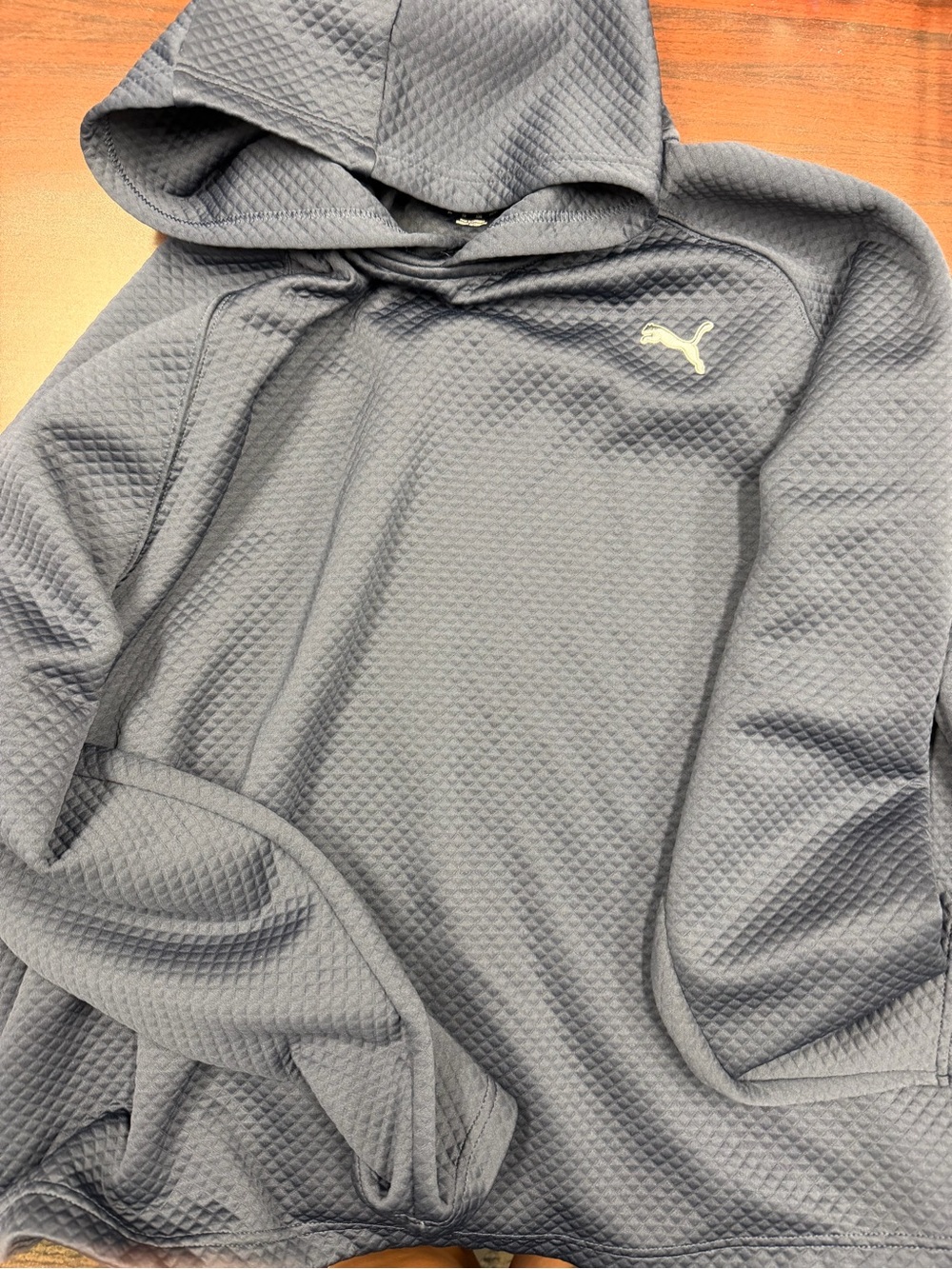 Puma Men’s Quilted Crewneck Hoodie in Charcoal